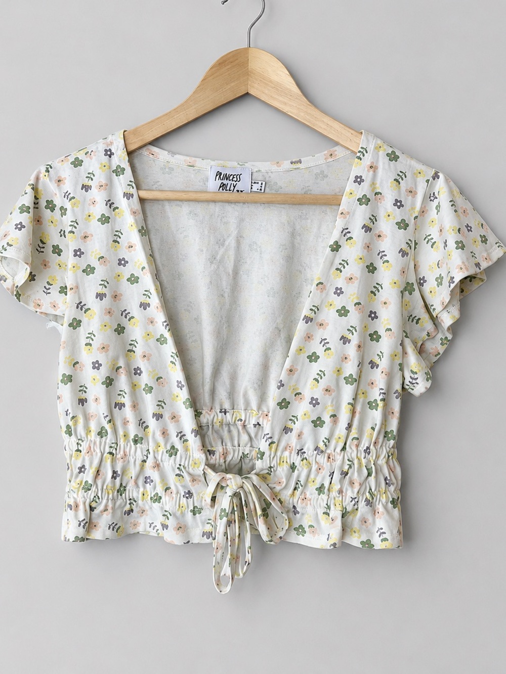 Princess Polly tie front ruffle crop top